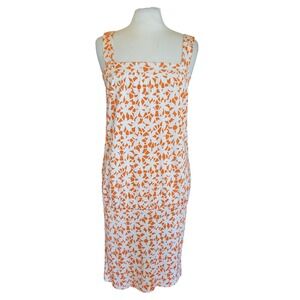 Diane Von Furstenberg DVF Orange White Floral Sleeveless Drop Waist Sun Dress 10